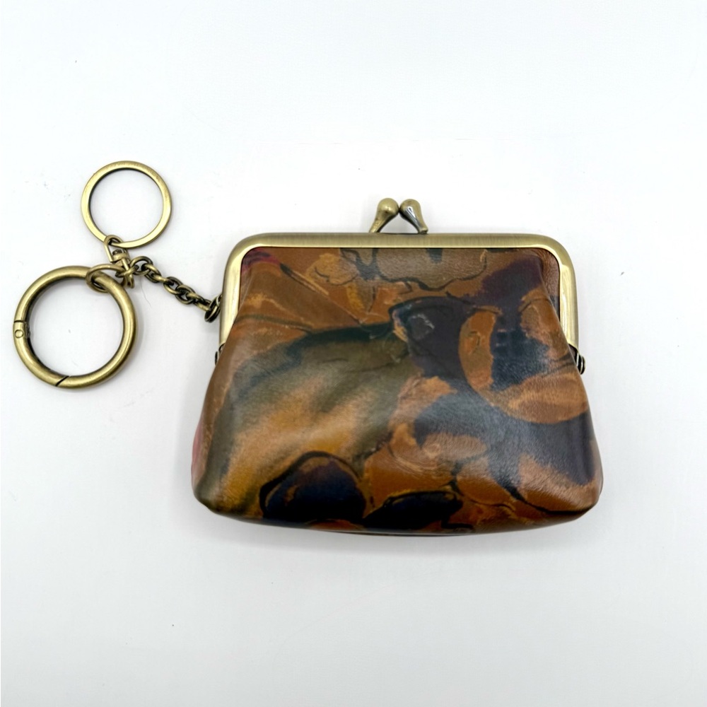 Patricia Nash Borse Leather Key Fob Frame Pouch Coin Purse Sienna Sunset